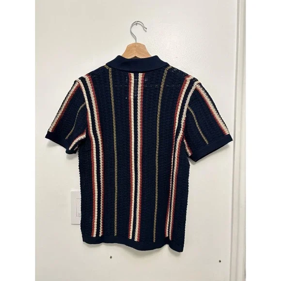 NWT Men's Aeropostale Striped Open-Knit Sweater Shirt – Hazy Indigo – XS - Picture 5 of 5